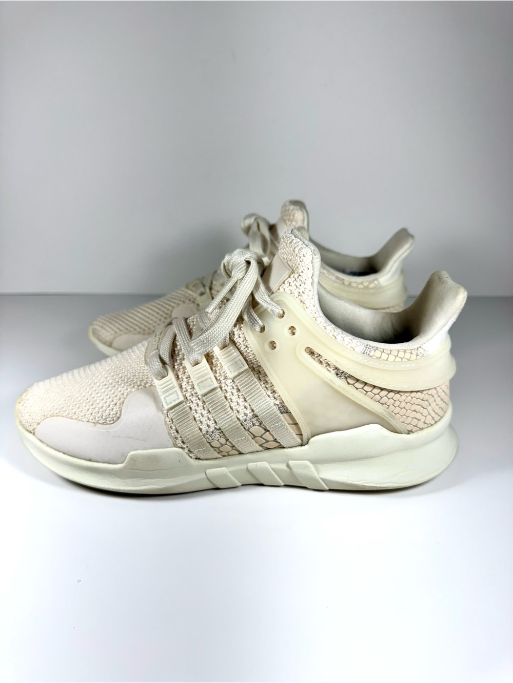 Adidas EQT ADV White Snakeskin Knit Sneakers Low Top Women 7.5 Athletic Running - Picture 5 of 8